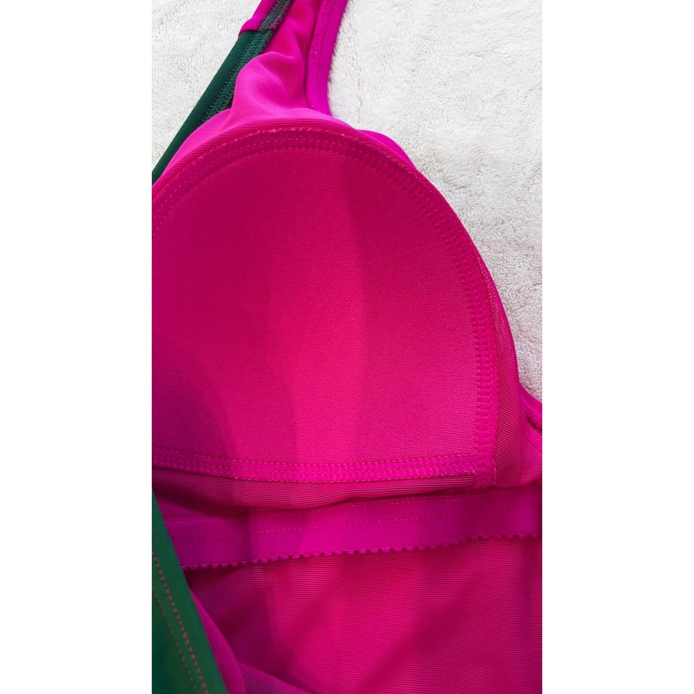 Boden Kefalonia Green Pink Colorblock Halter One Piece Swimsuit Size US 10L - Picture 3 of 5